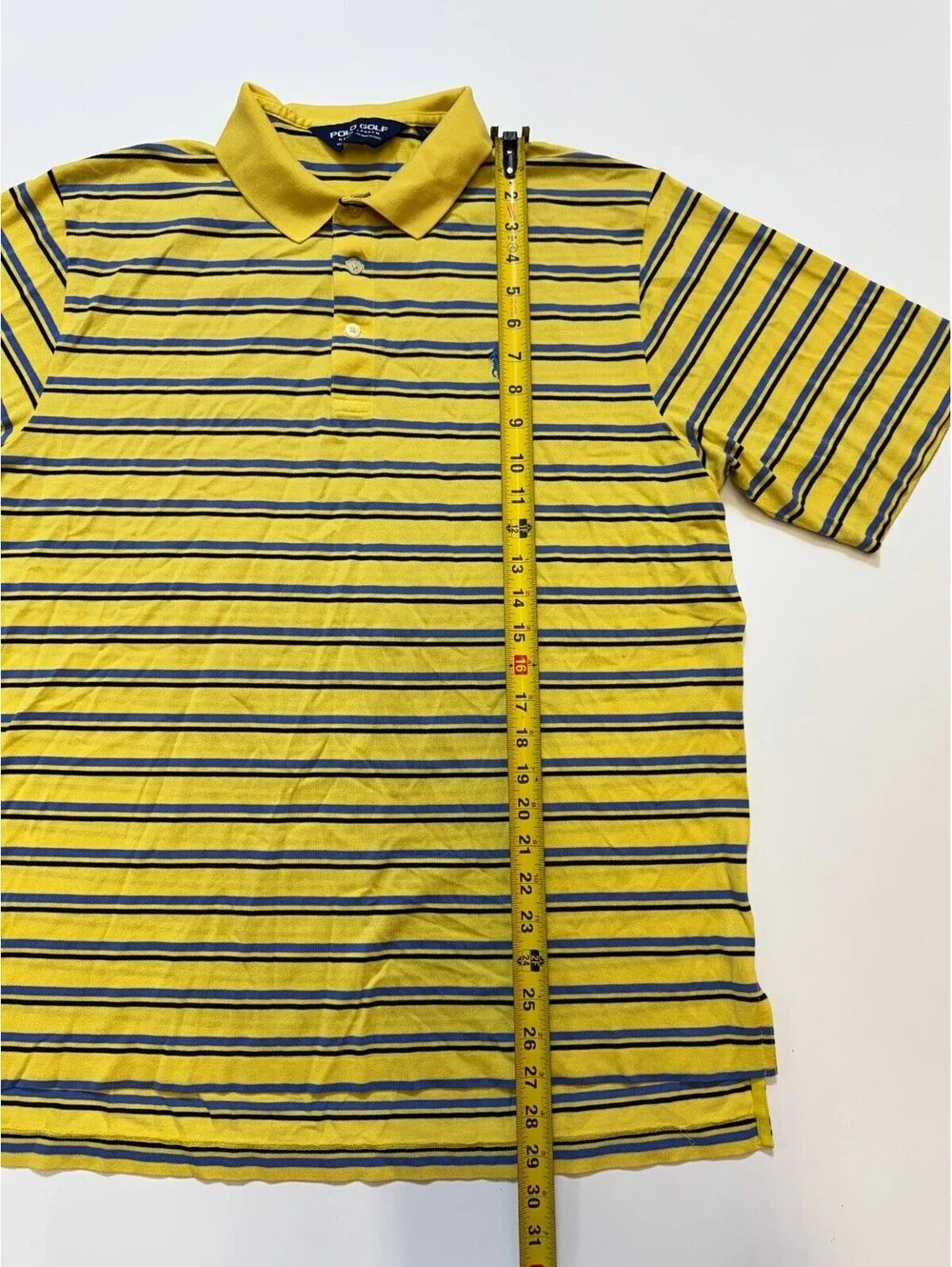 Lot of 2 Polo Ralph Lauren Polo Shirts Mens L Gray Yellow Striped Golf